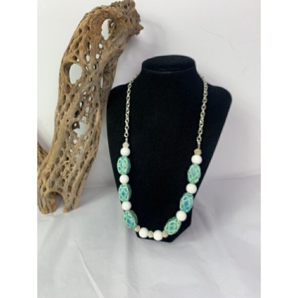 Vintage Ceramic and Glass Bead Necklace - Picture 8 of 8